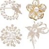 4Pcs Women's Brooch Pin Lapel Heart Brooch Simulated Crystal Pearl Rhinestone Flower Brooches for Women Bridal Wedding