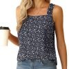 Blouse Tank Tops for Women Casual Summer Square Neck Chiffon Blouse Loose Flowy Sleeveless Tunic Shirts