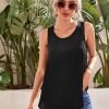 Women's Sleeveless Chiffon Tank Top Double Layers Keyhole Back Blouse Tunic S-XXL