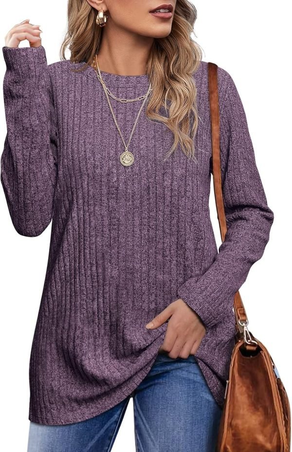 Long Sleeve Shirts for Women Lightweight Crew Neck Casual Tunic Tops