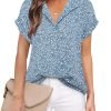 Women's Short Sleeve Chiffon Blouses for Office Work Business Attire Collared Shirts