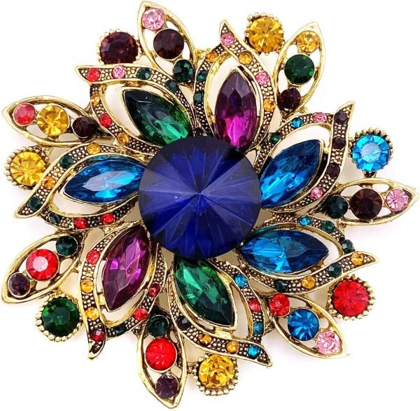 Vintage Women's Austrian Crystal Elegant Flower Brooch Wedding Broach Pin