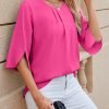 817gZjQSkkL._AC_SL1500 Women's Chiffon Blouse 3/4 Sleeve Crew Neck Loose Tops Casual Blouses Shirt