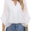 Women's 3/4 Sleeve Tops Dressy Casual Business Work Blouses Chiffon Office Shirts