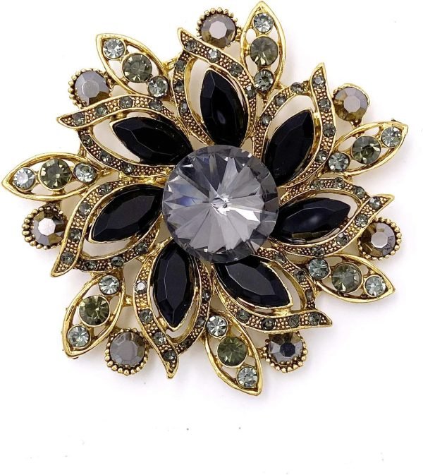 Vintage Women's Austrian Crystal Elegant Flower Brooch Wedding Broach Pin