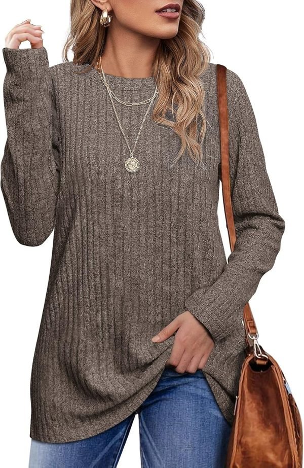 Long Sleeve Shirts for Women Lightweight Crew Neck Casual Tunic Tops