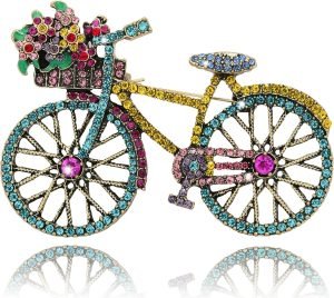Rhinestone Creative Bicycles Brooch Pin for Women Retro Elegant Handmade Blue Brooches Pins Classic Wedding Fashion Jewelry Accessories Gift