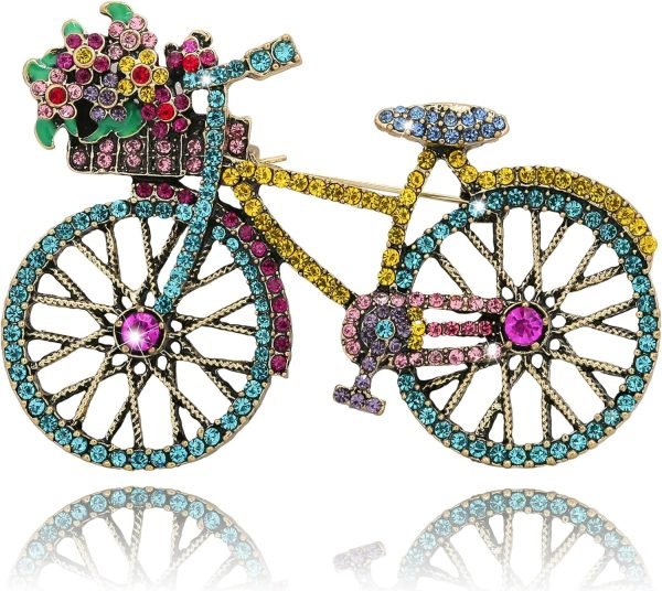 Rhinestone Creative Bicycles Brooch Pin for Women Retro Elegant Handmade Blue Brooches Pins Classic Wedding Fashion Jewelry Accessories Gift