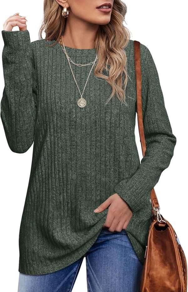 Long Sleeve Shirts for Women Lightweight Crew Neck Casual Tunic Tops