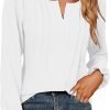 Womens Tops Dressy Casual Long Sleeve Shirts V Neck Chiffon Blouses Fall Clothes 2024