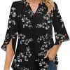 Women's 3/4 Sleeve Chiffon Blouses for Women Dressy Casual, V Neck Double Layers Chiffon Blouses 2024, Tunic Tops