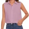 81CubdMD2cL._AC_SL1500 Womens Sleeveless Button Down Shirt Classic Collared Blouse Basic Tank Tops Work Office Chiffon Tops