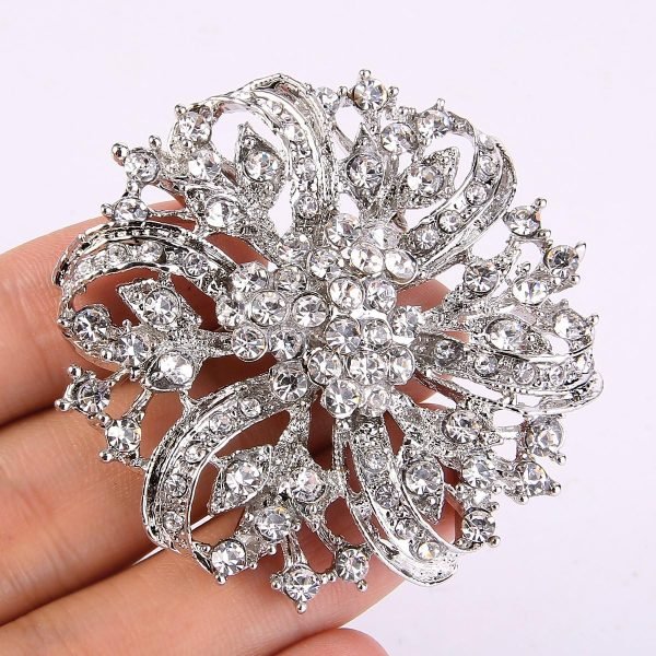 81EXnFTmxML._AC_SL1200 Austrian Crystal Vintage Inspired Bridal Flower Brooch Corsage