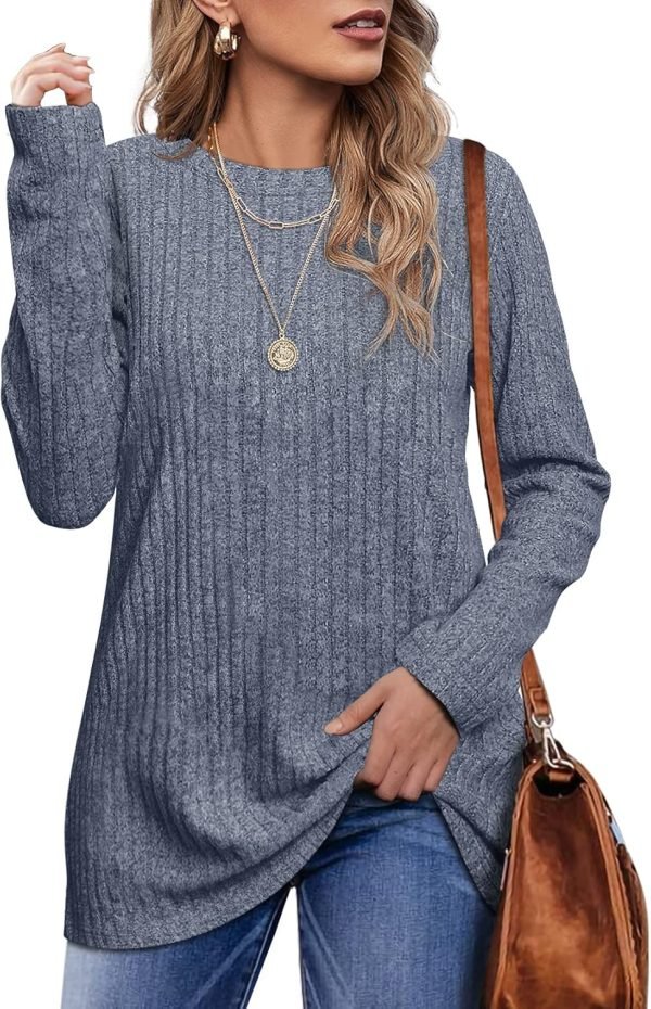 Long Sleeve Shirts for Women Lightweight Crew Neck Casual Tunic Tops