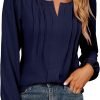Womens Tops Dressy Casual Long Sleeve Shirts V Neck Chiffon Blouses Fall Clothes 2024
