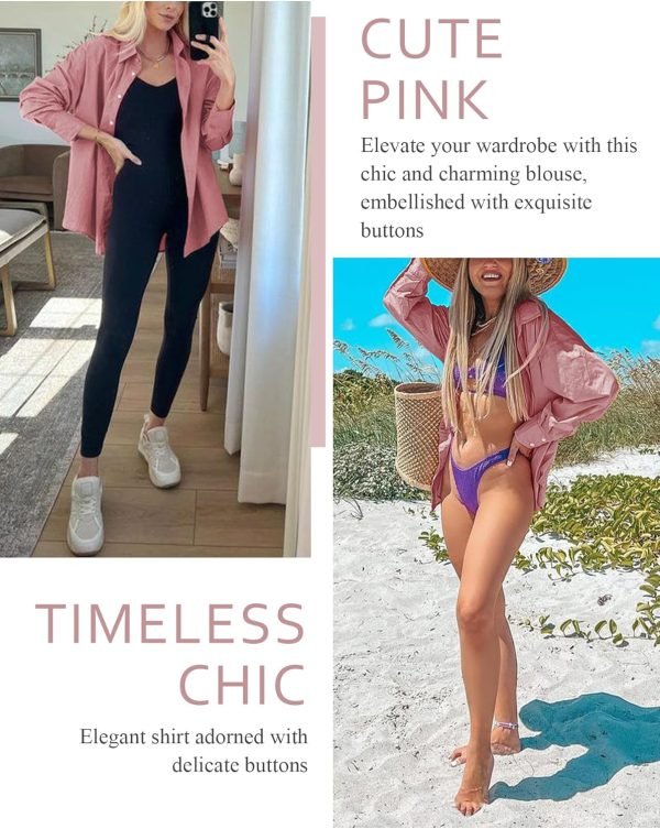 Womens Button Down Shirts V Neck Roll Up 3/4 Length Sleeve Tops Elegant Dressy Blouses Business Casual Outfits