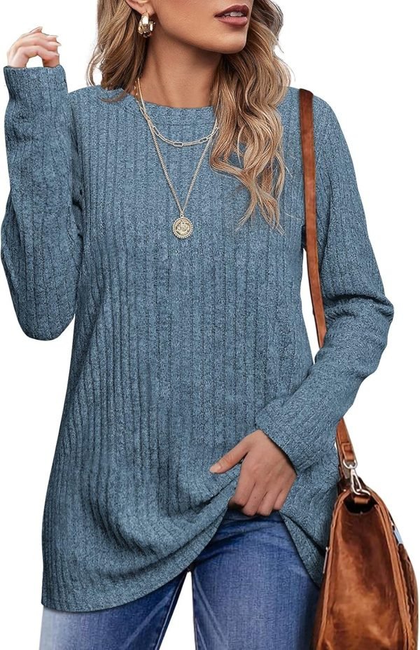 Long Sleeve Shirts for Women Lightweight Crew Neck Casual Tunic Tops
