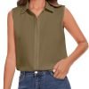 81GuFDdcSXL._AC_SL1500 Womens Sleeveless Button Down Shirt Classic Collared Blouse Basic Tank Tops Work Office Chiffon Tops