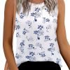 Women's Sleeveless Chiffon Tank Top Double Layers Keyhole Back Blouse Tunic S-XXL