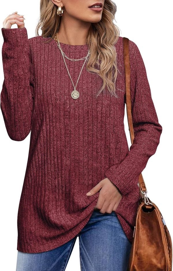 Long Sleeve Shirts for Women Lightweight Crew Neck Casual Tunic Tops
