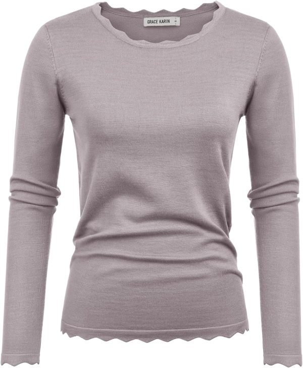 Women's High Stretchy Long Sleeve Pullover Sweater Blouse Top