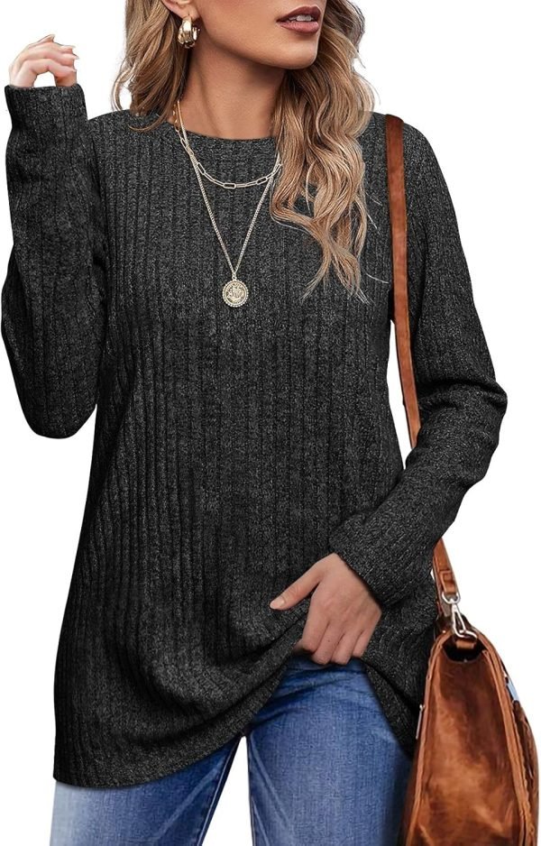Long Sleeve Shirts for Women Lightweight Crew Neck Casual Tunic Tops