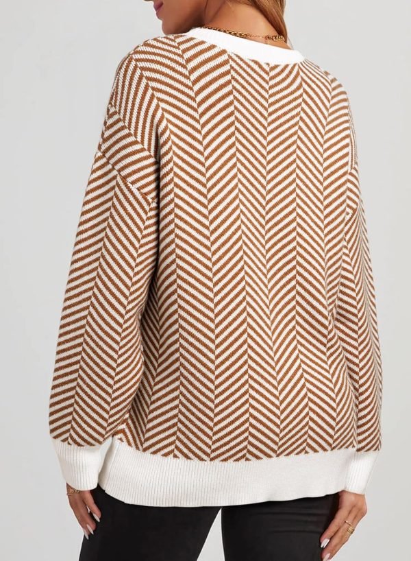 81L-ObYYgcL._AC_SL1500 Women's Crewneck Cute Sweaters 2024 Striped Colorblock Fall Winter Knitted Pullover Tops