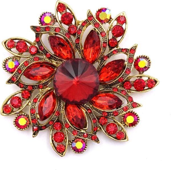 Vintage Women's Austrian Crystal Elegant Flower Brooch Wedding Broach Pin