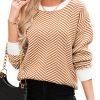 81LxVvDk3cL._AC_SL1500 Women's Crewneck Cute Sweaters 2024 Striped Colorblock Fall Winter Knitted Pullover Tops