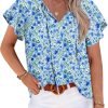 Womens 2024 Summer Tunic Tops Casual Short Sleeve Blouses V Neck Dressy Chiffon Boho Tshirts