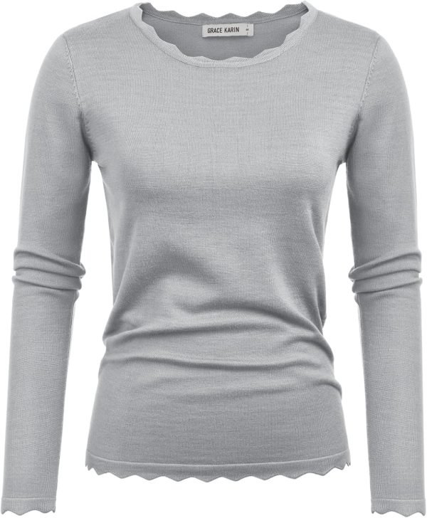 Women's High Stretchy Long Sleeve Pullover Sweater Blouse Top