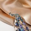 Rhinestone Peacock Tassel Brooch Pins for Women Fashion