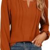 Womens Tops Dressy Casual Long Sleeve Shirts V Neck Chiffon Blouses Fall Clothes 2024