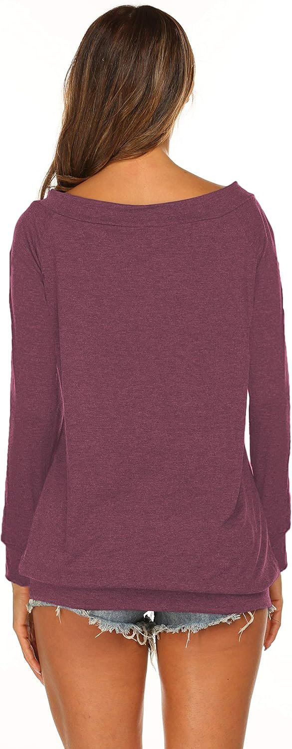 81Q6h6EUw2L._AC_SL1500 Women's Long Sleeve Boat Neck Off Shoulder Blouse Tops