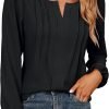 Womens Tops Dressy Casual Long Sleeve Shirts V Neck Chiffon Blouses Fall Clothes 2024