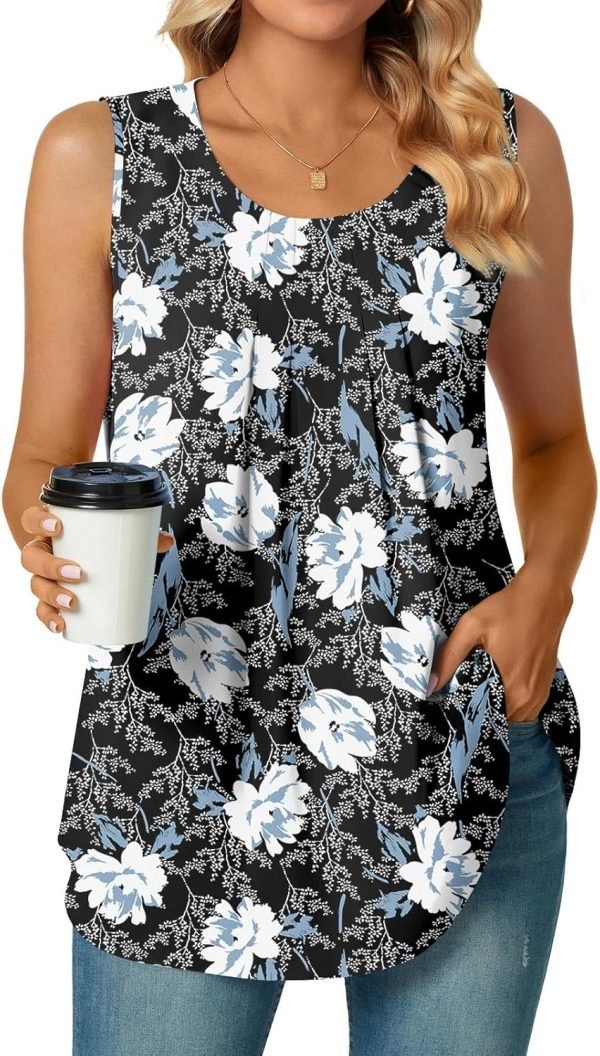 Women's Dressy Chiffon Blouses Crew Neck Sleeveless Tunic Tops Office Cute Work Shirts 2024 Summer Casual Tank Tops