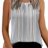 Women's Sleeveless Chiffon Tank Top Double Layers Keyhole Back Blouse Tunic S-XXL