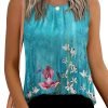 Women's Sleeveless Chiffon Tank Top Double Layers Keyhole Back Blouse Tunic S-XXL
