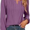 Womens Tops Dressy Casual Long Sleeve Shirts V Neck Chiffon Blouses Fall Clothes 2024