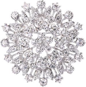 81TxW_k_CZL._AC_SL1024 Women's Austrian Crystal Elegant Flower Leaf Bridal Corsage Brooch Pin
