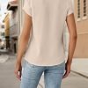 Womens Dressy Casual Tops Business Casual Cap Sleeve Work Blouses Chiffon V Neck Button Down Shirts