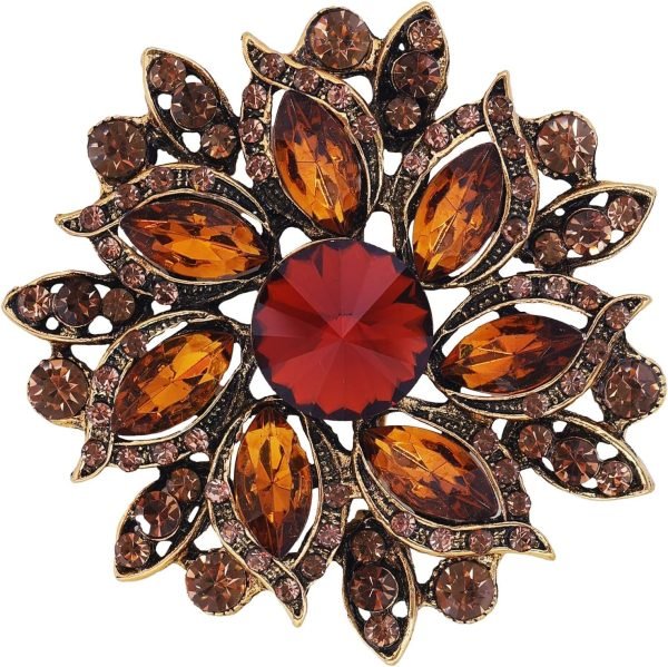 Vintage Women's Austrian Crystal Elegant Flower Brooch Wedding Broach Pin