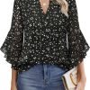 Women's 3/4 Sleeve Tops Dressy Casual Business Work Blouses Chiffon Office Shirts