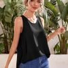 Women's Sleeveless Chiffon Tank Top Double Layers Keyhole Back Blouse Tunic S-XXL