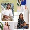 Women's 3/4 Sleeve Chiffon Blouses for Women Dressy Casual, V Neck Double Layers Chiffon Blouses 2024, Tunic Tops
