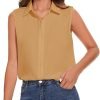 81Z47W_hGbL._AC_SL1500 Womens Sleeveless Button Down Shirt Classic Collared Blouse Basic Tank Tops Work Office Chiffon Tops