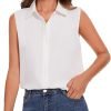 81ZGVR_-9xL._AC_SL1500 Womens Sleeveless Button Down Shirt Classic Collared Blouse Basic Tank Tops Work Office Chiffon Tops