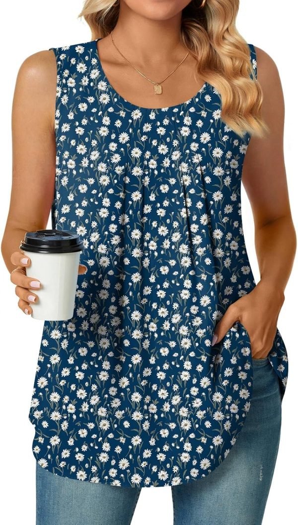 Women's Dressy Chiffon Blouses Crew Neck Sleeveless Tunic Tops Office Cute Work Shirts 2024 Summer Casual Tank Tops