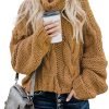 Womens 2024 Winter Fall Solid Turtleneck High Neck Balloon Long Sleeve Sweaters Pullover Outerwear