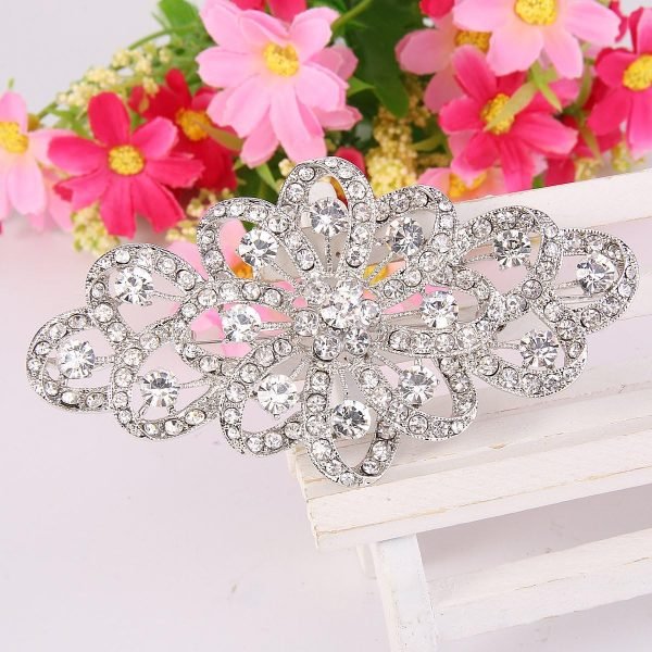 81f2tb2L7oL._AC_SL1200 4 Inch Flower Ribbon Brooch Clear Austrian Crystal
